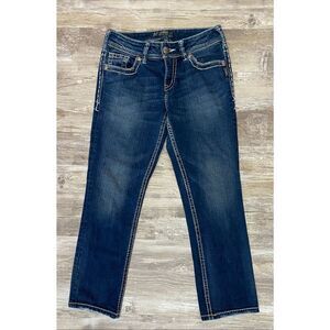 Silver Suki Capri Jeans Mid Rise Embroidered Women’s Sz 28 Waist